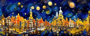 Maanverlichte nacht, geïnspireerd op Van Gogh