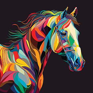 Grafisch getekend paard in Pop Art stijl
