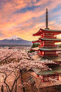 Berg Fuji en de Vredespagode, Japan