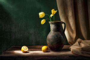 Stilleven citroen en tulp