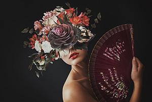Modern abstract bloemenportret
