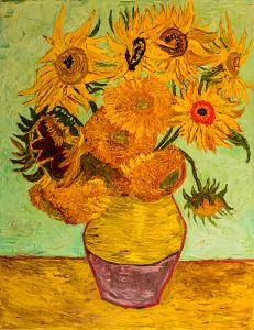 Vaas zonnebloemen, gebaseerd op Van Gogh