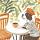 19794 ov hond zittend aan tafel 15x15