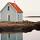 20961 ol weerspiegeling huis in meer 100x50