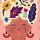 Portret met bloemencompositie roze