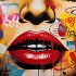 Graffiti van gezicht met rode lippen