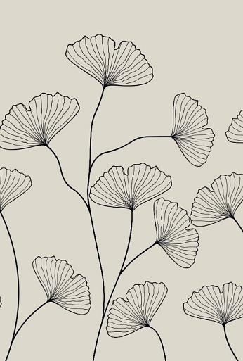 Fine line grijze bloemen