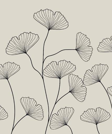Fine line grijze bloemen
