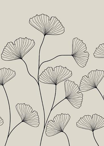 Fine line grijze bloemen