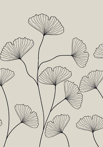 Fine line grijze bloemen