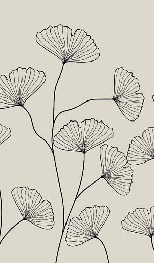 Fine line grijze bloemen