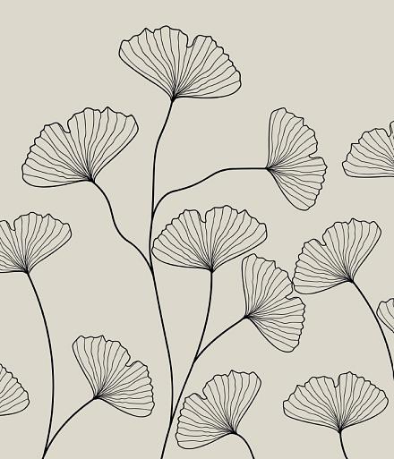 Fine line grijze bloemen