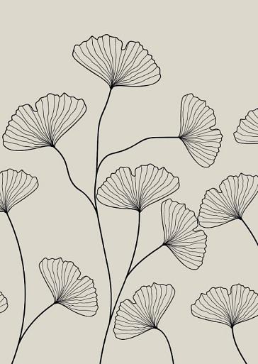 Fine line grijze bloemen