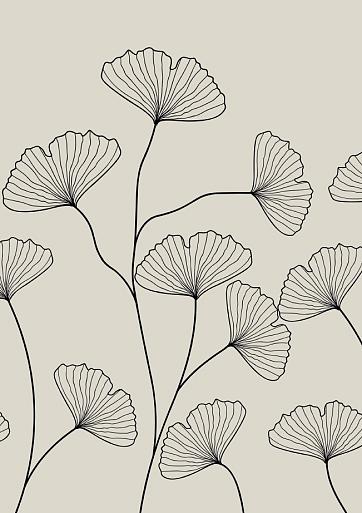 Fine line grijze bloemen