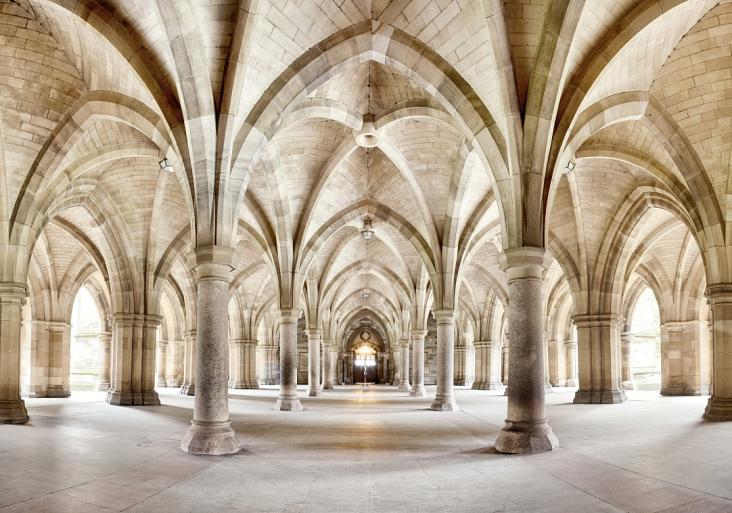 Panoramafoto van de Universiteitskloosters van Glasgow