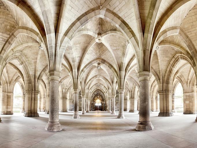 Panoramafoto van de Universiteitskloosters van Glasgow