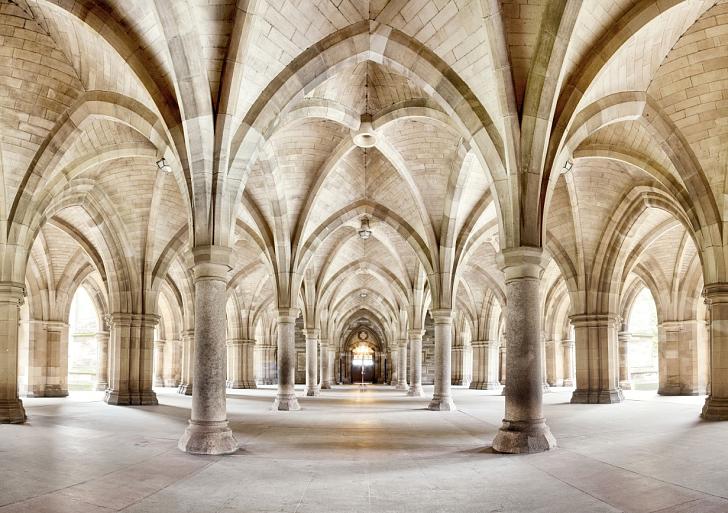 Panoramafoto van de Universiteitskloosters van Glasgow