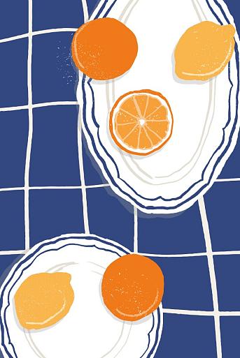 Citrusvruchten op bord