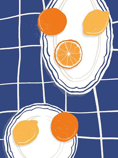 Citrusvruchten op bord