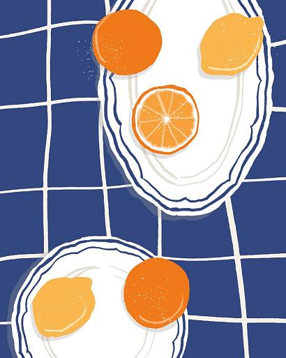 Citrusvruchten op bord
