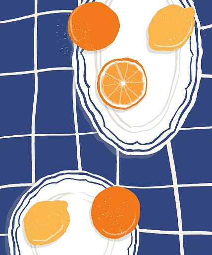 Citrusvruchten op bord