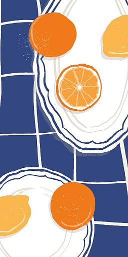 Citrusvruchten op bord