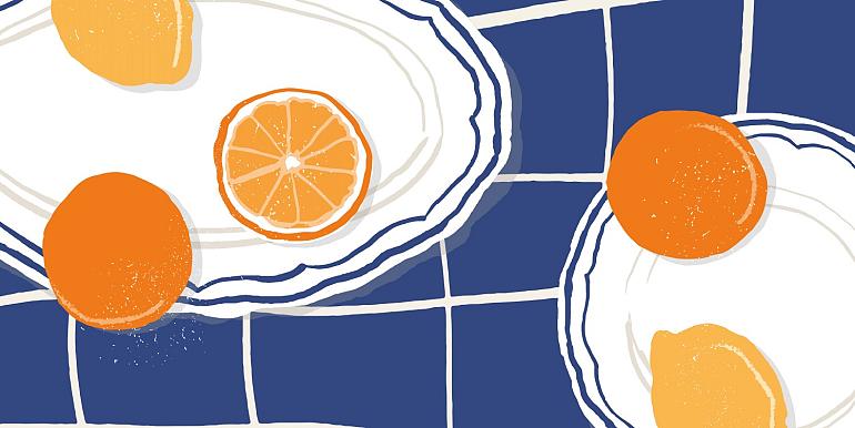 Citrusvruchten op bord