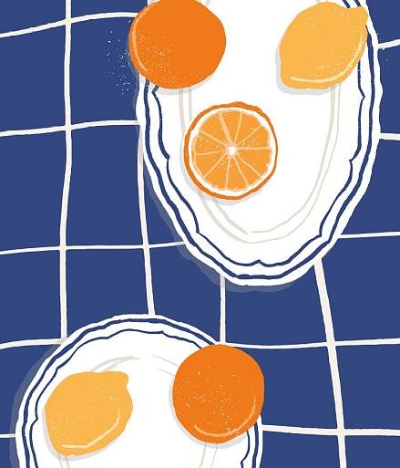 Citrusvruchten op bord