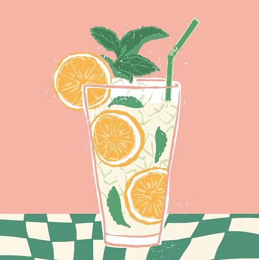 Cocktail met roze achtergrond