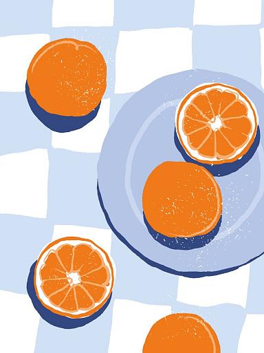 Sinaasappels op bord