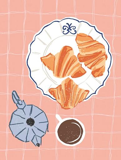 Koffie met croissantjes