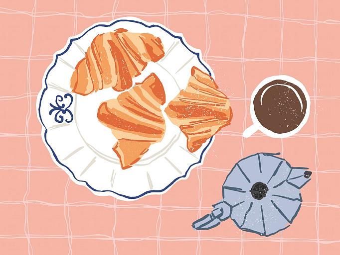 Koffie met croissantjes