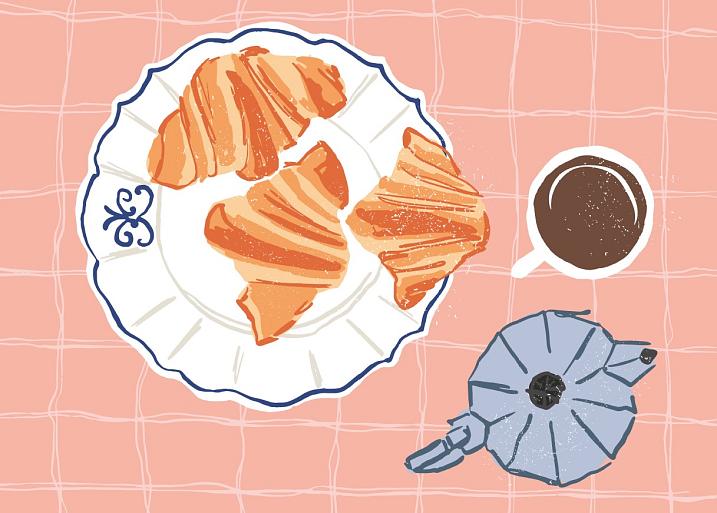 Koffie met croissantjes
