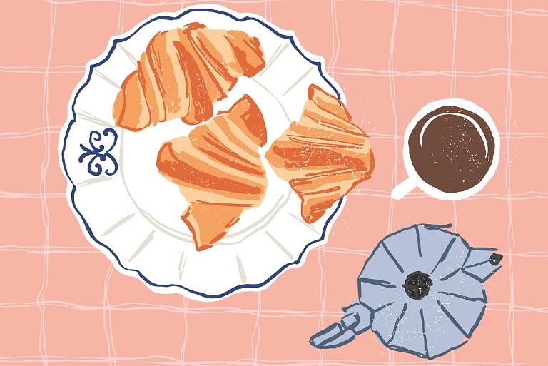 Koffie met croissantjes