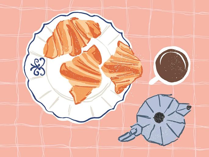 Koffie met croissantjes