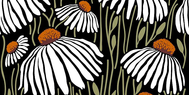 Handgetekend patroon met bloemen
