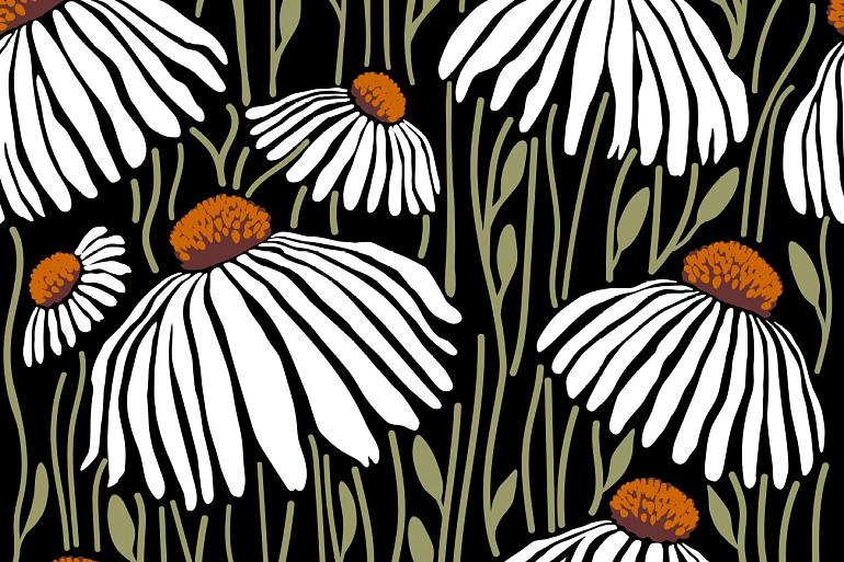 Handgetekend patroon met bloemen