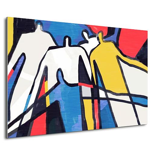 abstracte mensen in mondriaan stijl mock up aluminium liggend