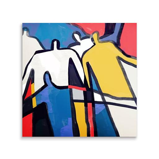 abstracte mensen in mondriaan stijl mock up tegeltje vierkant