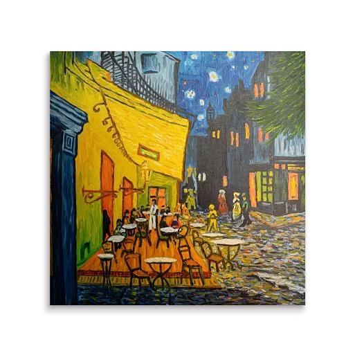 cafe schilderij gebaseerd op van gogh mock up tegeltje vierkant
