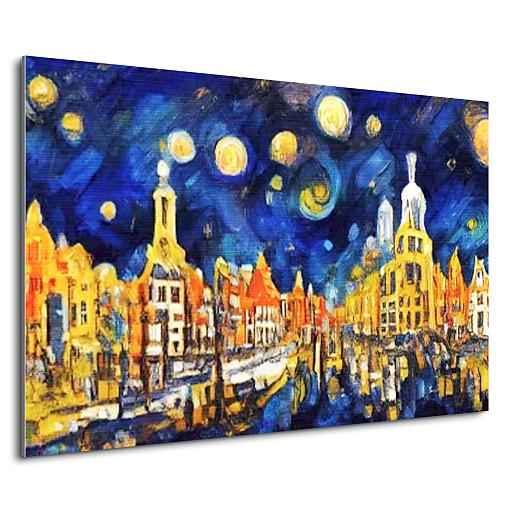 maanverlichte nacht geinspireerd op van gogh mock up aluminium liggend