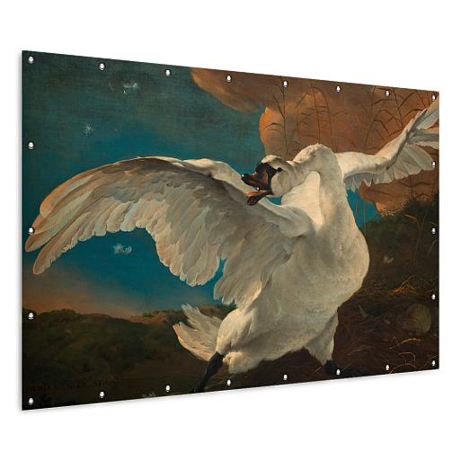 de bedreigde zwaan mock up tuinposter liggend
