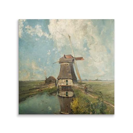 een molen aan een polenvaart mock up tegeltje vierkanr
