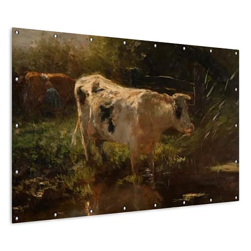 koe aan de slootkant mock up tuinposter liggend