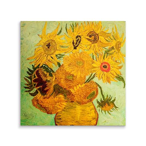vaas zonnenbloemen gebaseerd op van gogh mock up tegeltje vierkant