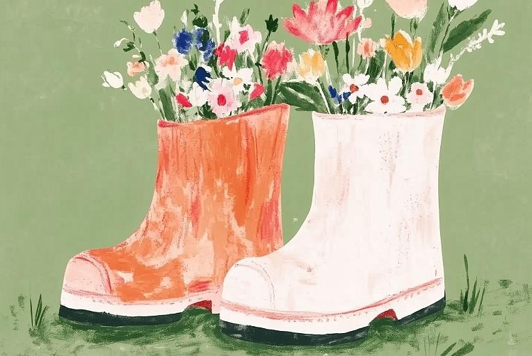 Bloemen in laarzen
