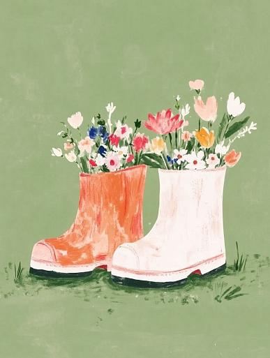 Bloemen in laarzen