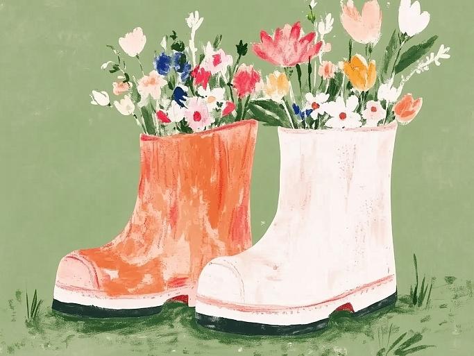 Bloemen in laarzen