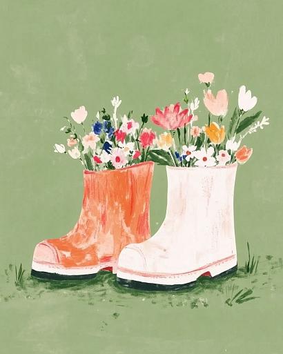 Bloemen in laarzen