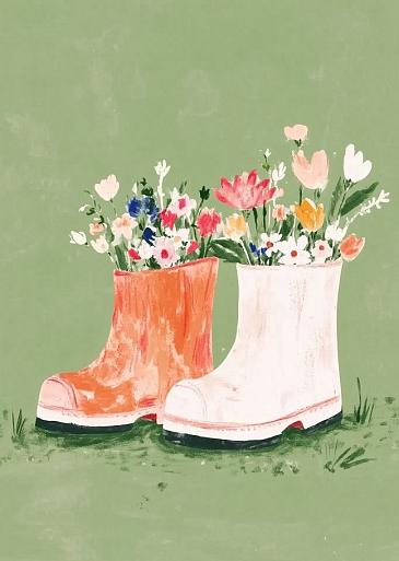 Bloemen in laarzen